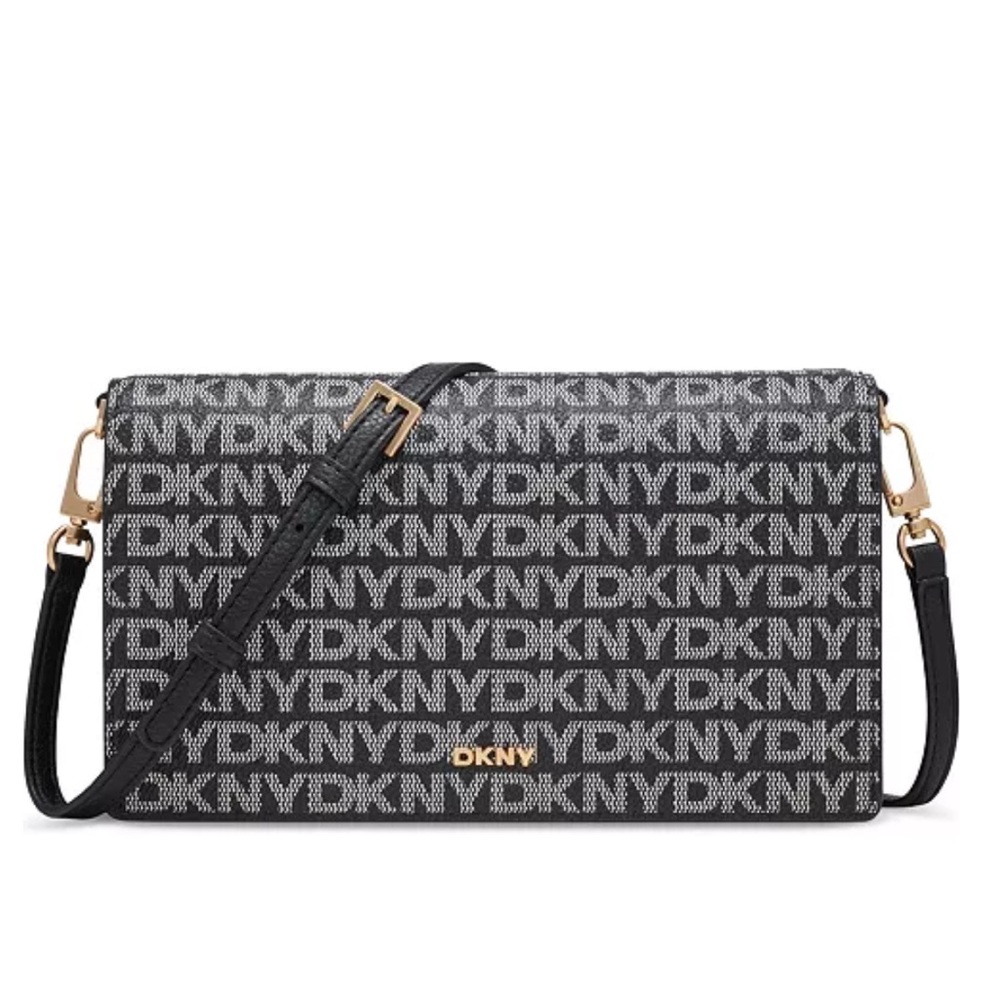 DKNY Monogram Black and Gray Crossbody bag and Clutch. Women’s Handbag